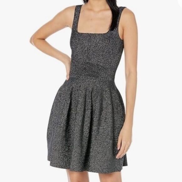 Ted Baker Glitzia Metallic Skater Dress Black - Picture 2 of 9